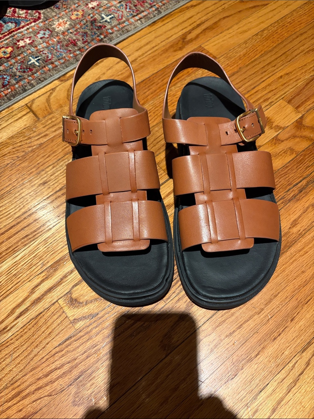Fit Flop Tan Leather Strappy Fisherman Sandals with Buckle EU 41, size 9